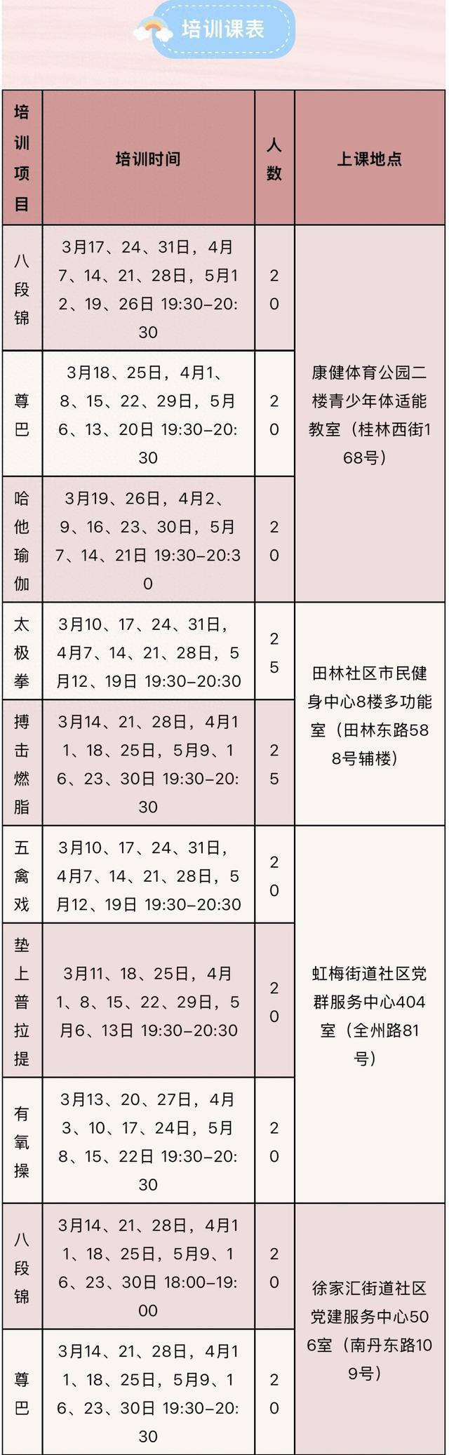 2025年徐汇市民健身课堂活动开始报名！(图1)